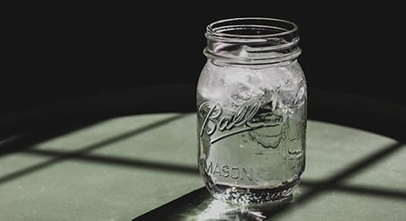 mason jar with ice water 