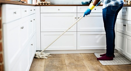 woman cleaning floor