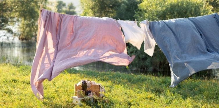 Hang drying bamboo sheets