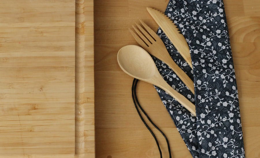 bamboo utensils and cutting board