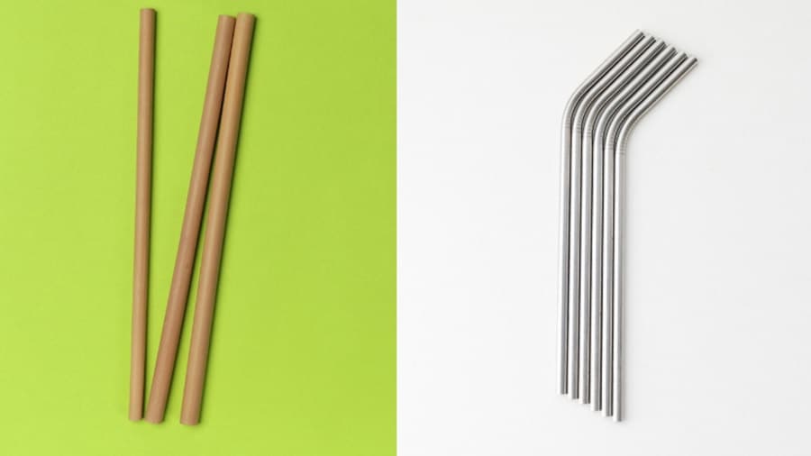 bamboo and metal straws