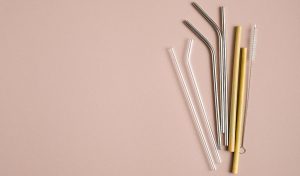 glass, metal, and bamboo reusable straws